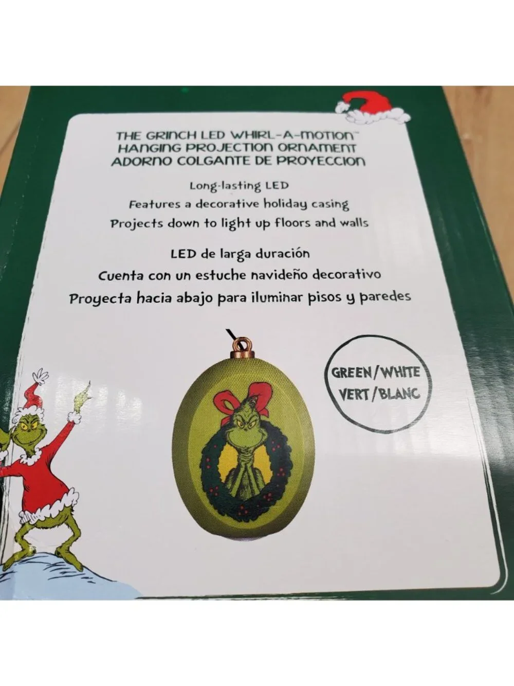 The Grinch LED Whirl-A-Motion Hanging Projector Ornament Holiday Christmas NEW